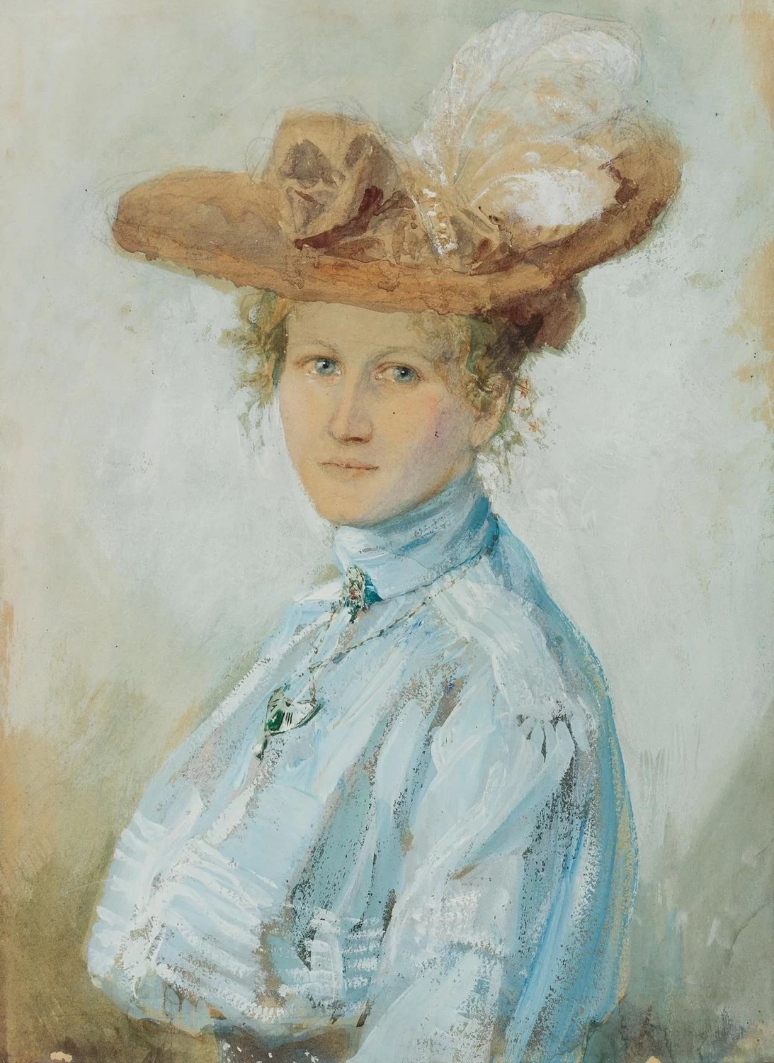 Bruno Piglhein - Giovane donna con cappello di piume